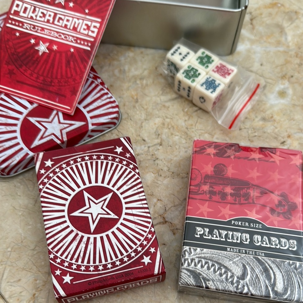 Red Playing Cards and Dice Game Set